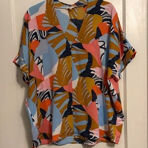 JODIFL Vibrant Color Block Blouse